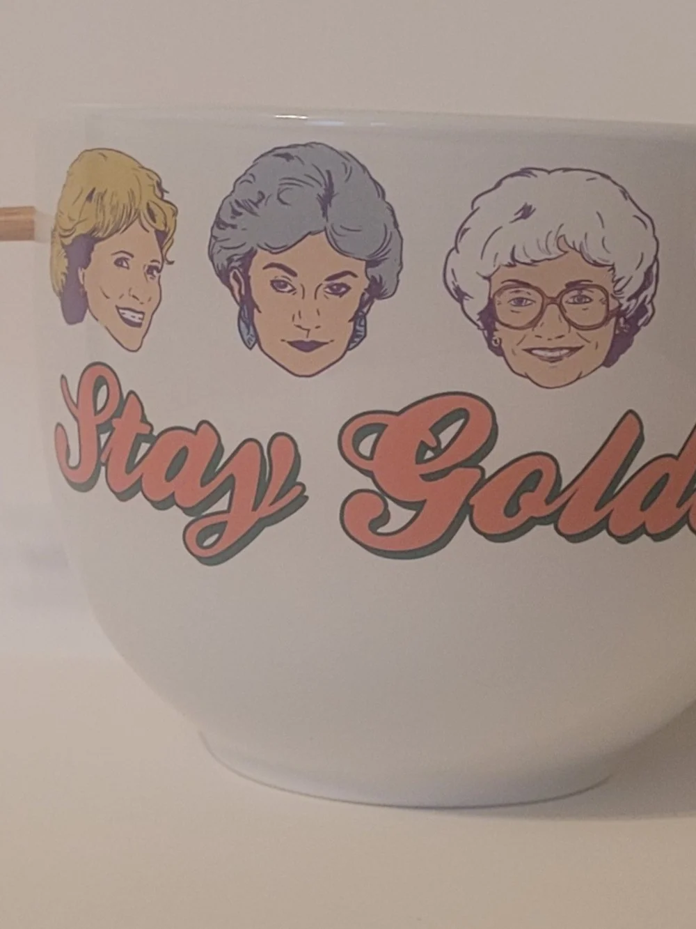 Stay Gold White Ceramic Serving Bowl - White/Peach
